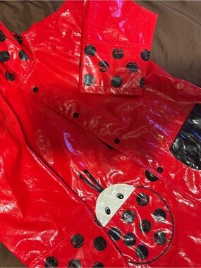 Kidorable Red and Black Kids Raincoat with Ladybug Design